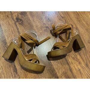 Steve Madden Women’s Rydley Leather Platform Sandals – Cognac – Size 7 – NWT